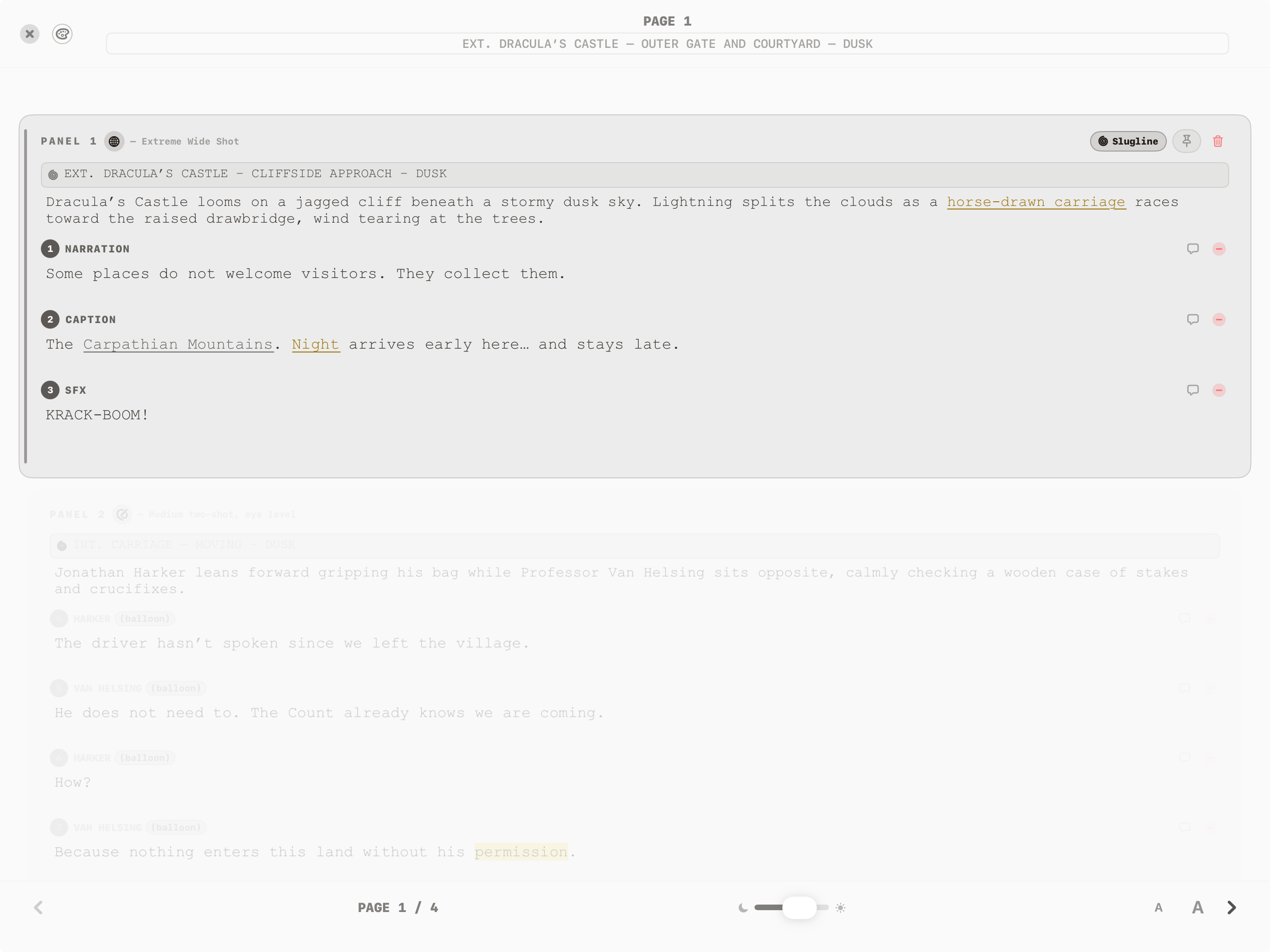 FrameDraft on iPad: white Focus appearance emphasizing the active panel